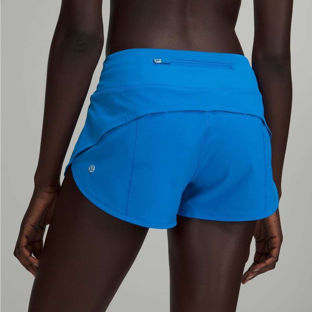 NWOT lululemon Low rise speed up shorts poolside blue